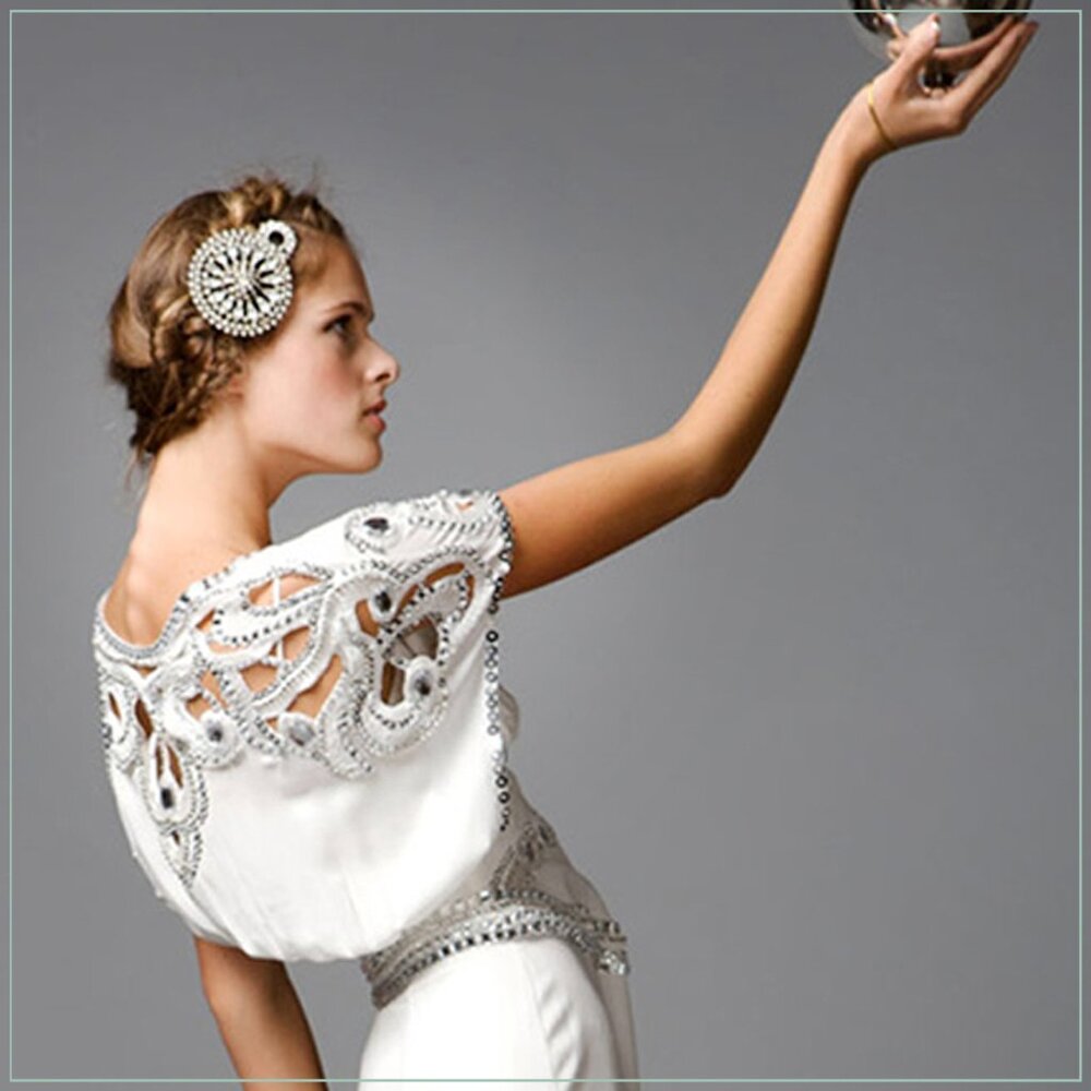 $6900 Temperley London Jean Crystal Embellished Art Deco Runway Bridal Gown - Picture 12 of 16